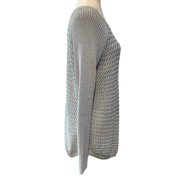 Apt 9 Womens Size Large Sweater Silver Metallic Sparkle Long Sleeve Open Weave - Picture 4 of 9